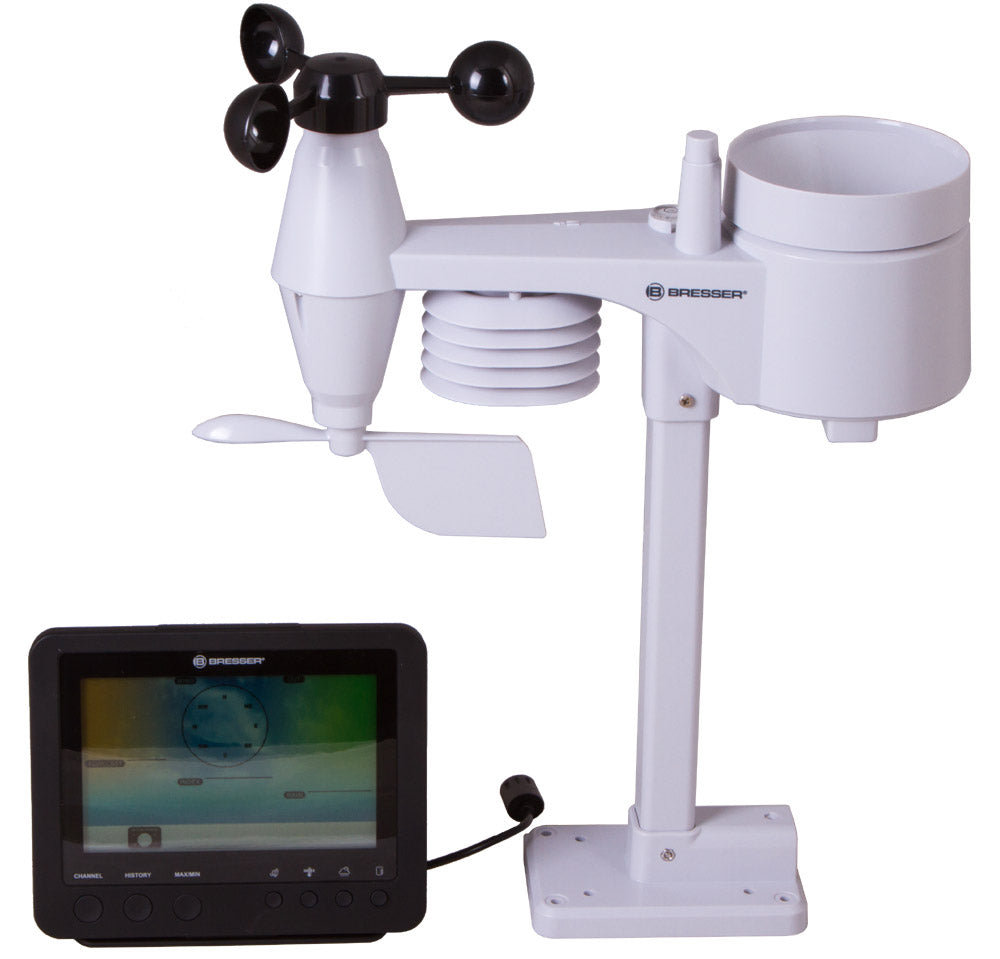 Stazione meteo a colori Bresser Wi-Fi con sensore professionale 5 in 1, nera