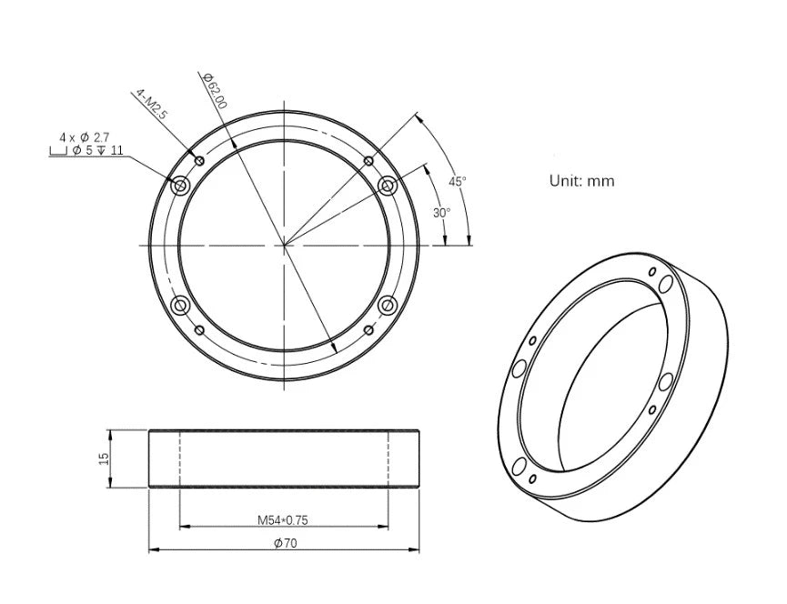 Adattatore M54 per OAG-L e Camere ASI DSO