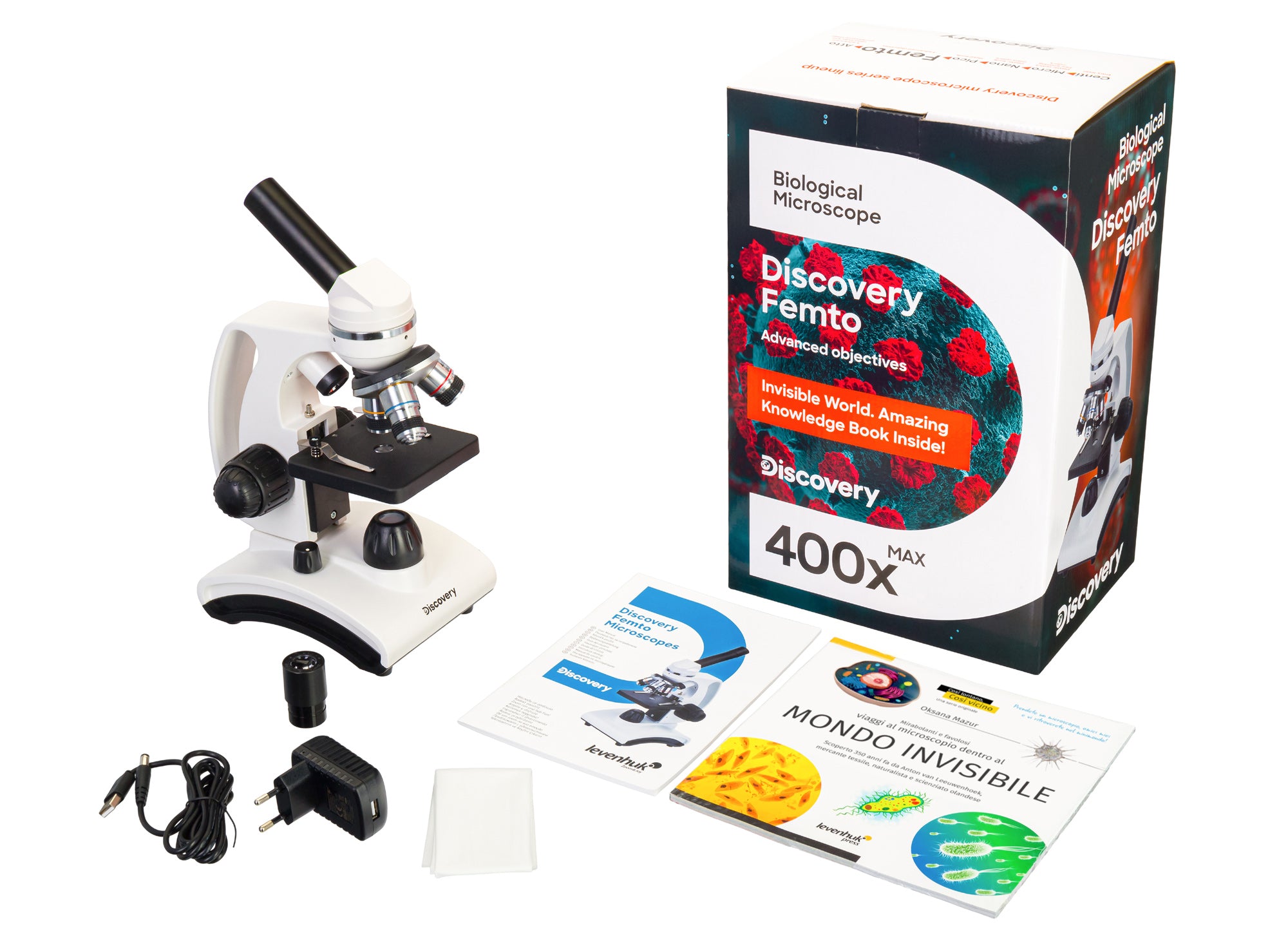 Microscopio Levenhuk Discovery Femto Polar con libro