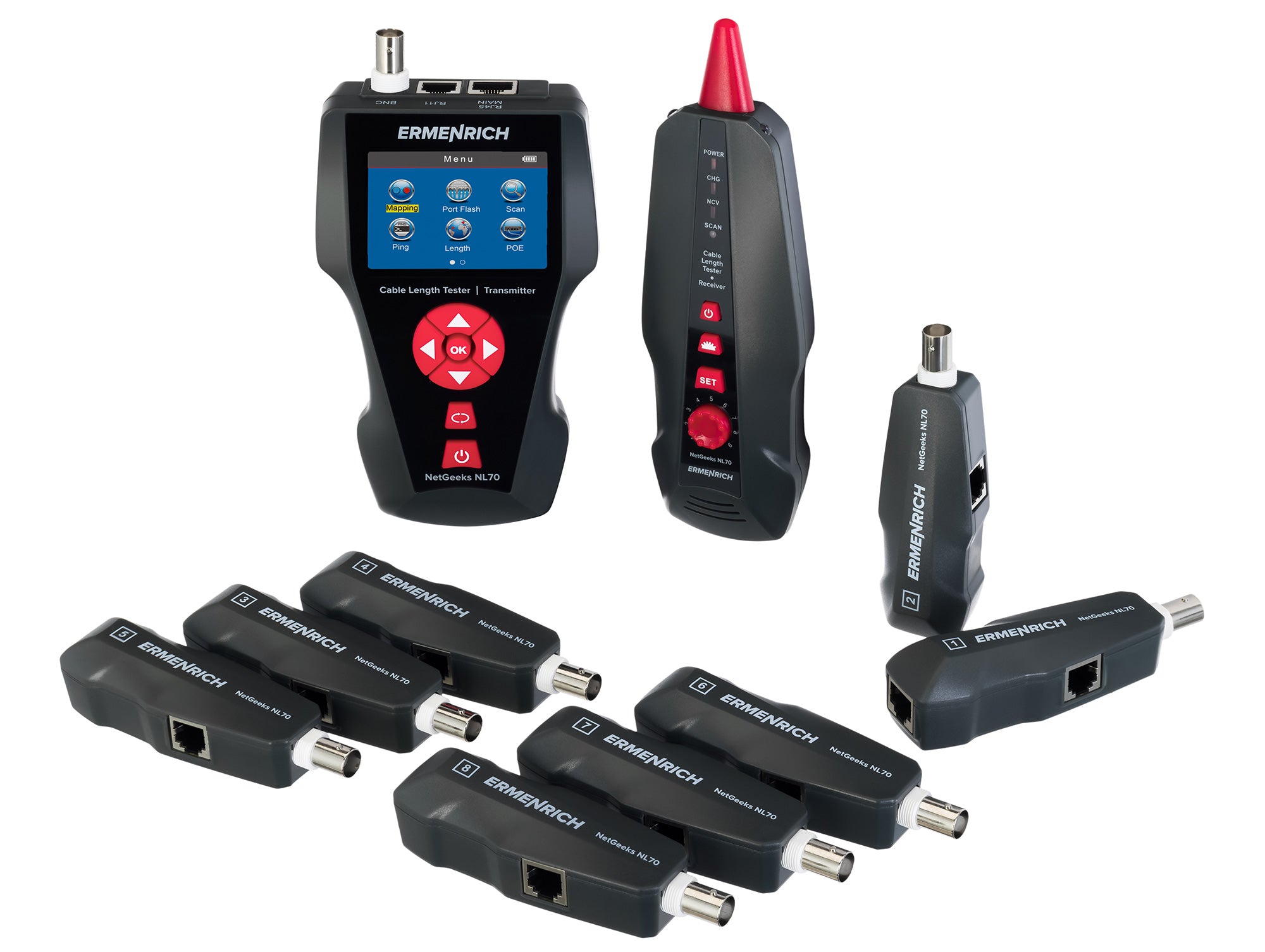 Misuratore di lunghezza dei cavi di rete Ermenrich NetGeeks NL70