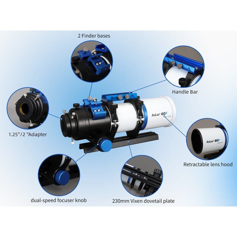 Telescopio Askar Rifrattore Apocromatico AP 60/408 60F Flatfield