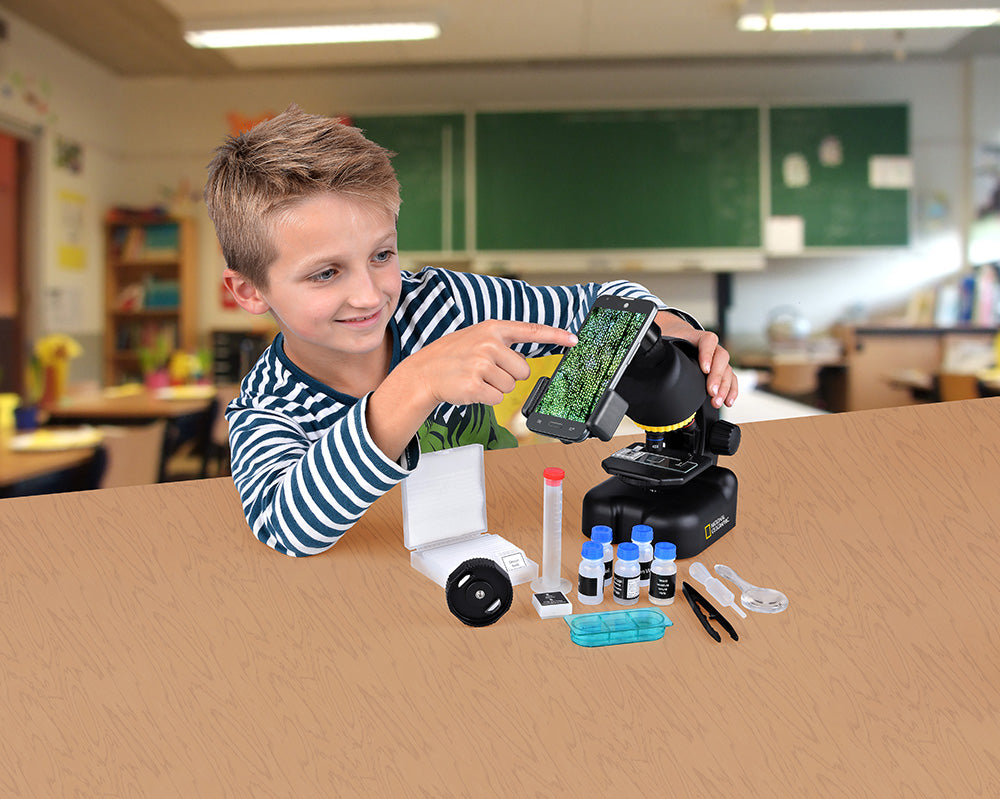 Microscopio Bresser National Geographic 40–640x con adattatore per fotocamera