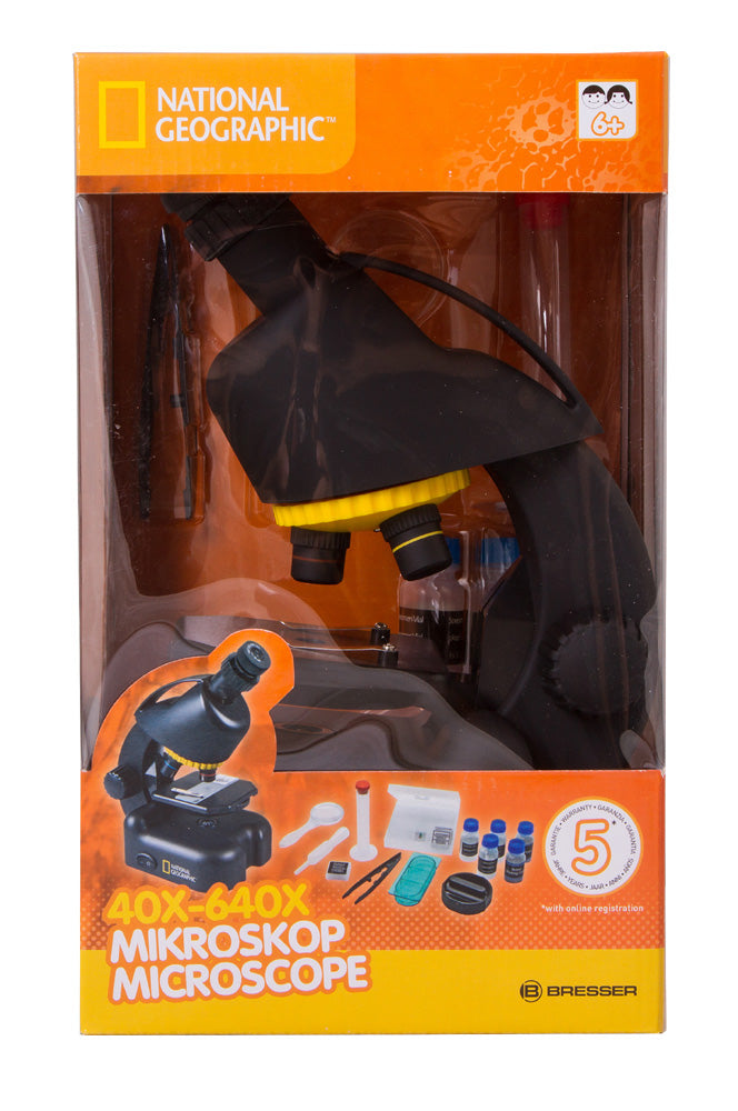 Microscopio Bresser National Geographic 40–640x con adattatore per fotocamera