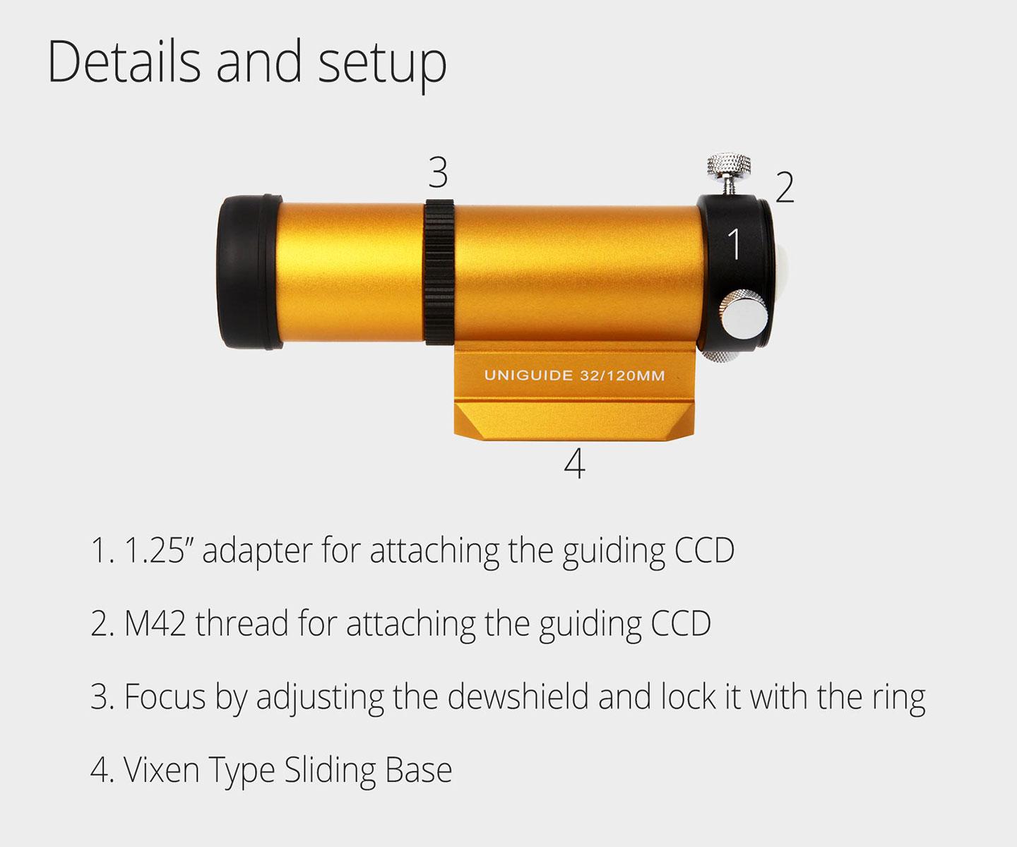 WILLIAM OPTICS TELESCOPE GUIDE UNIGUIDE 32MM GOLD
