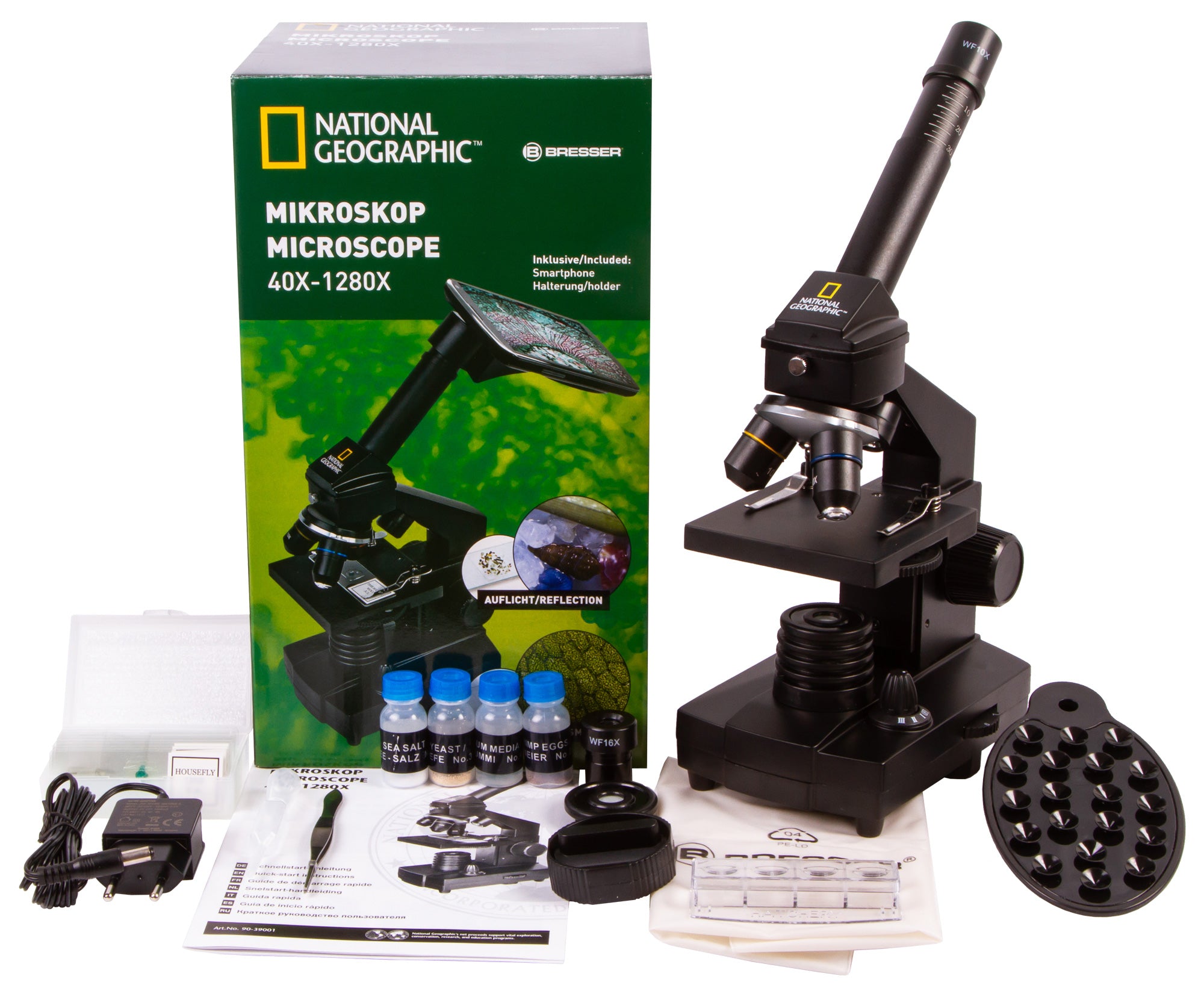 Microscopio Bresser National Geographic 40–1280x con supporto per smartphone