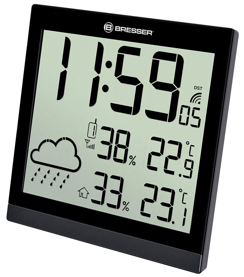 Orologio da parete meteorologico Bresser Temeotrend JC LCD, nero