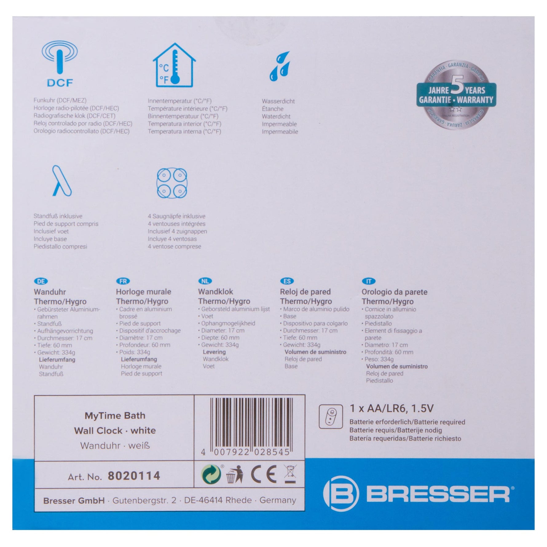 Orologio da Bagno MyTime Bath, bianco