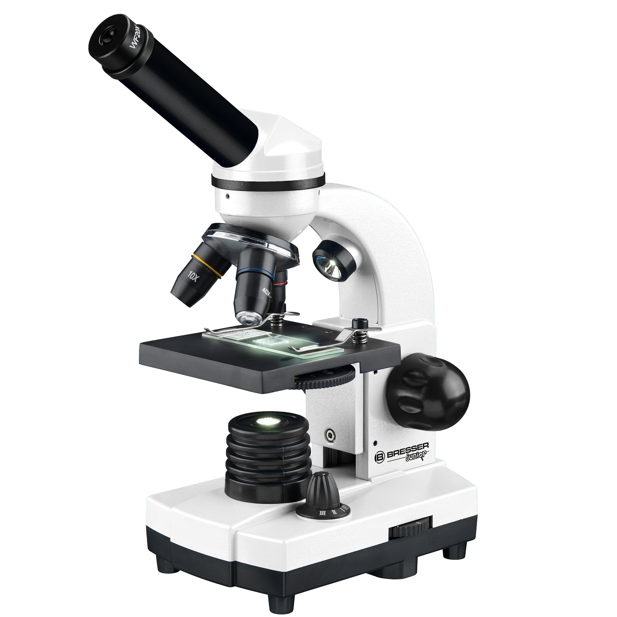 Microscopio Bresser Junior Biolux SEL 40–1600x con custodia, bianco