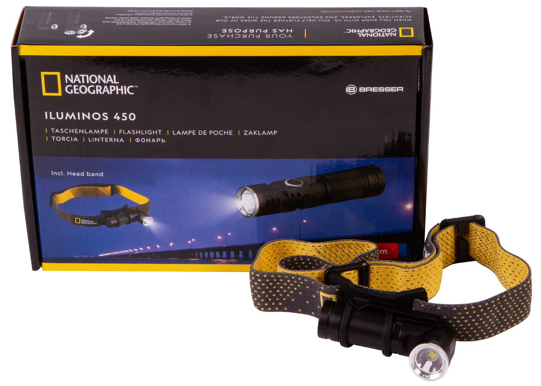 Torcia Bresser National Geographic ILUMINOS 450 LED con supporto testa
