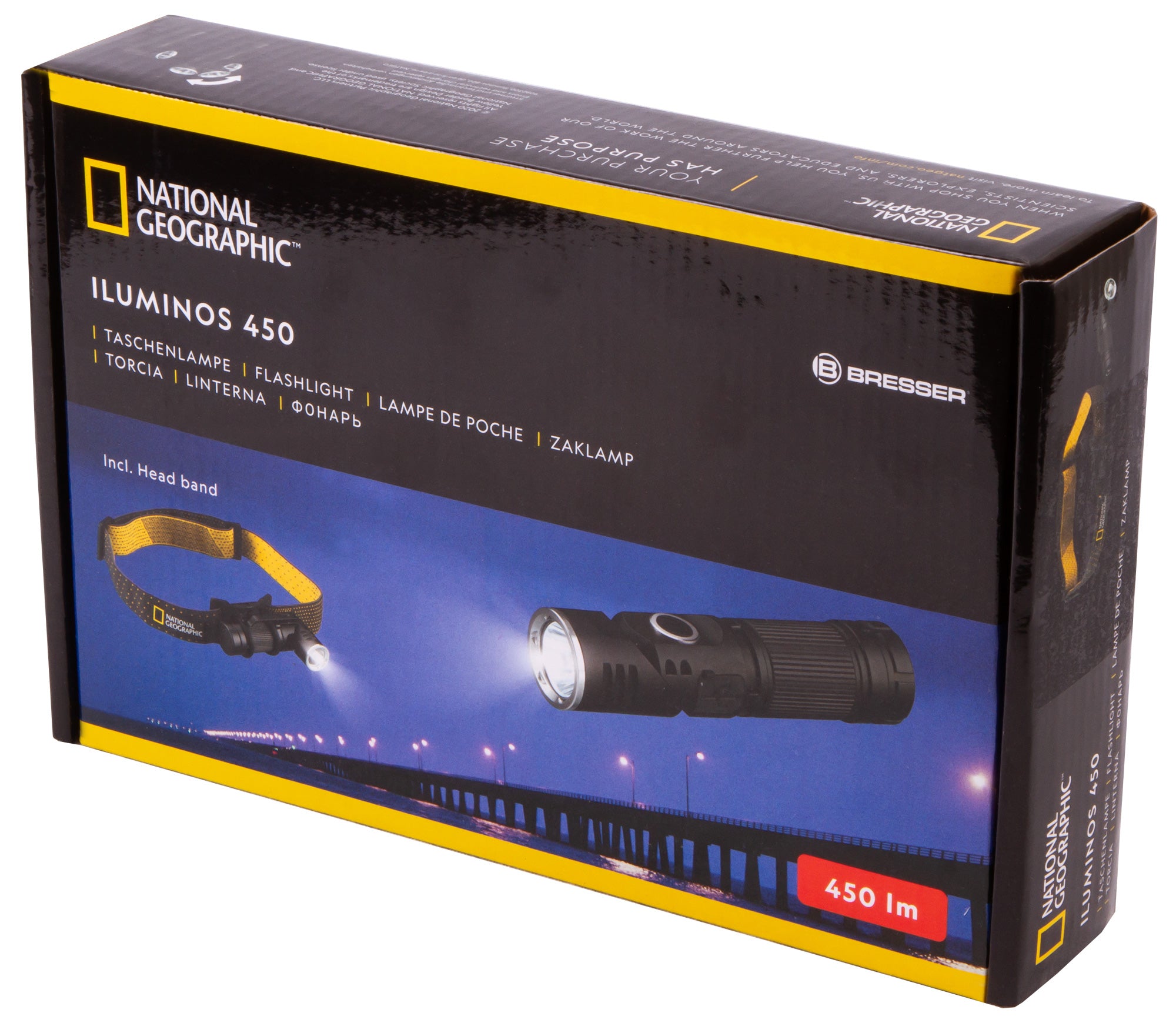 Torcia Bresser National Geographic ILUMINOS 450 LED con supporto testa