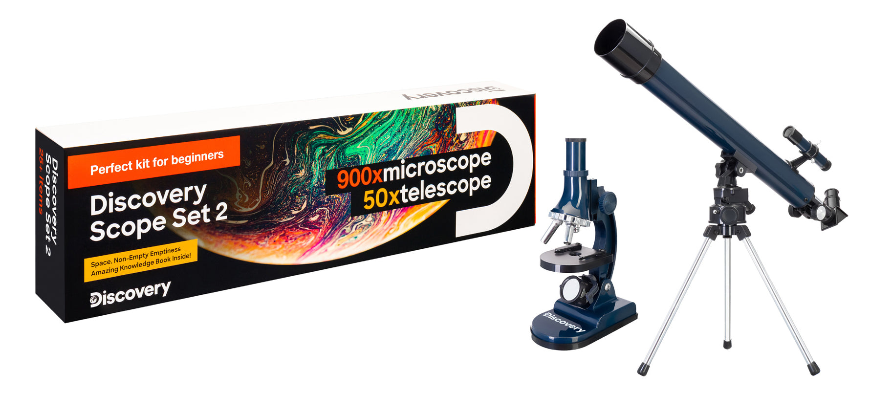 Set Levenhuk Discovery Scope 2 con libro