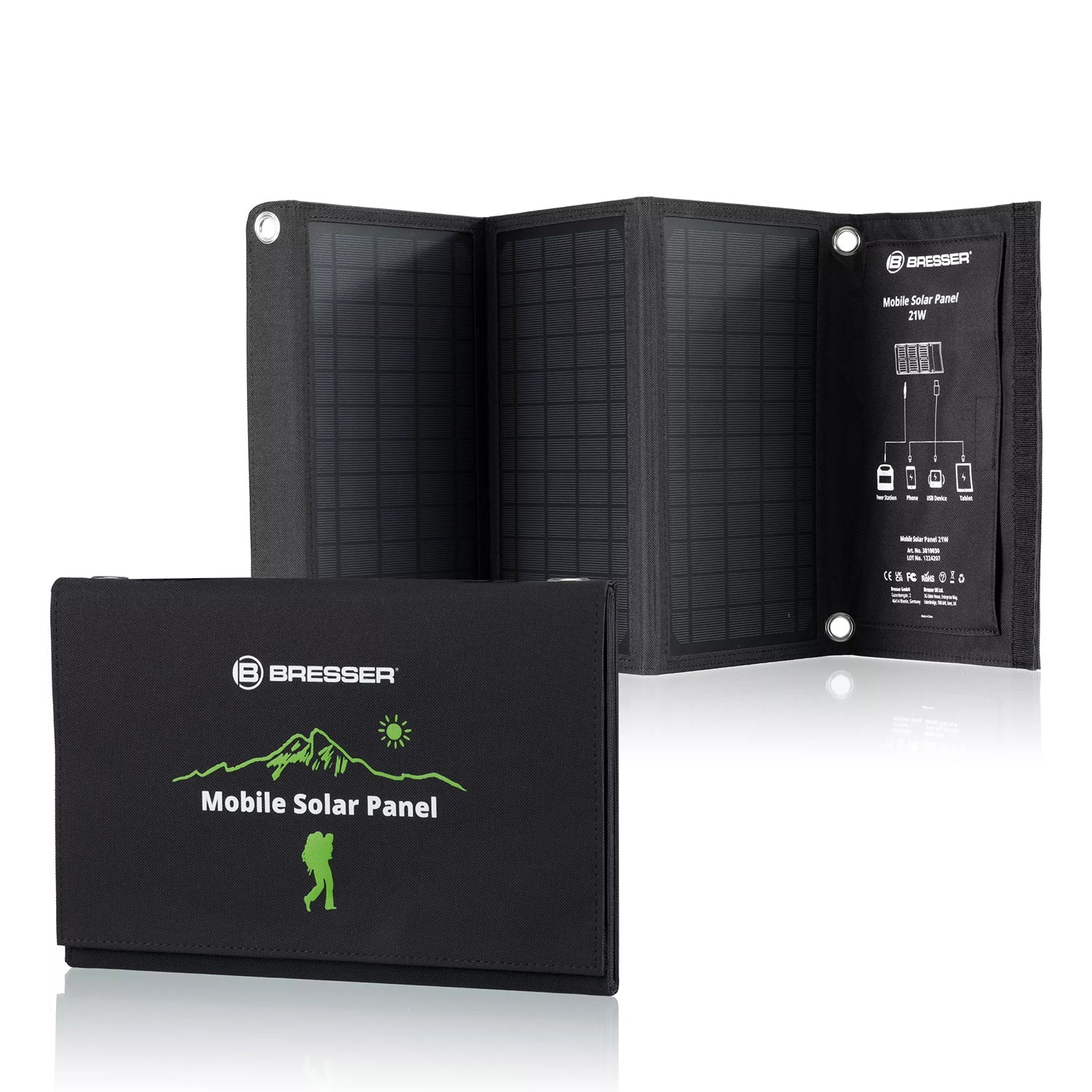 Caricabatterie solare portatile Bresser 21 watt con alimentazione USB