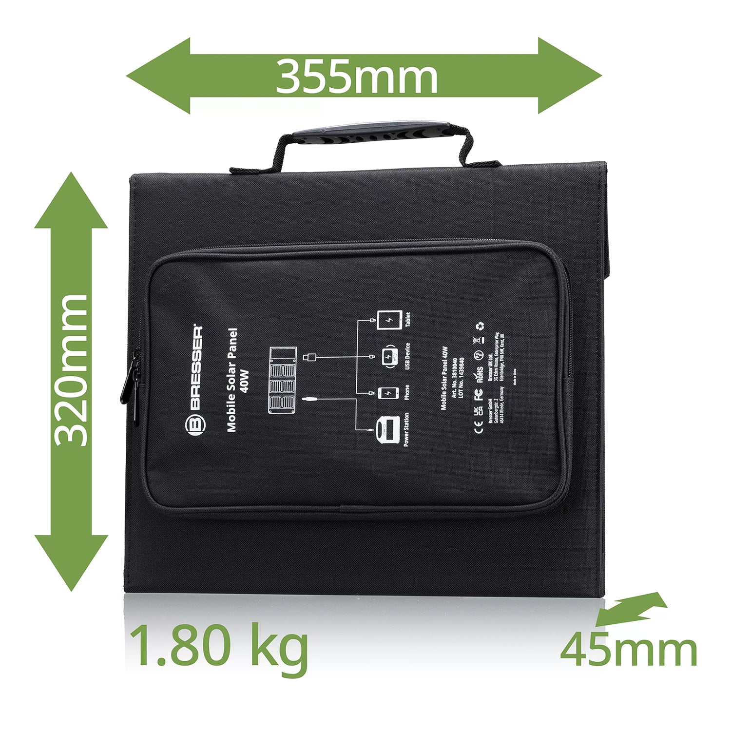 Caricabatterie solare portatile Bresser 40 watt con alimentazione USB