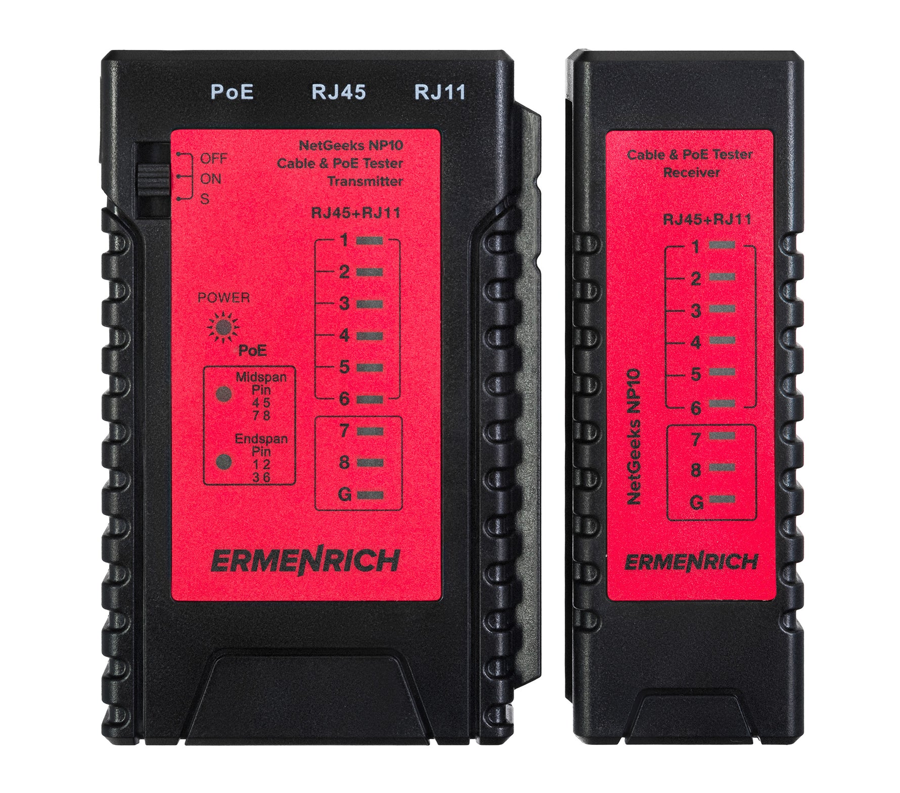 Tester per cavi di rete e PoE Ermenrich NetGeeks NP10