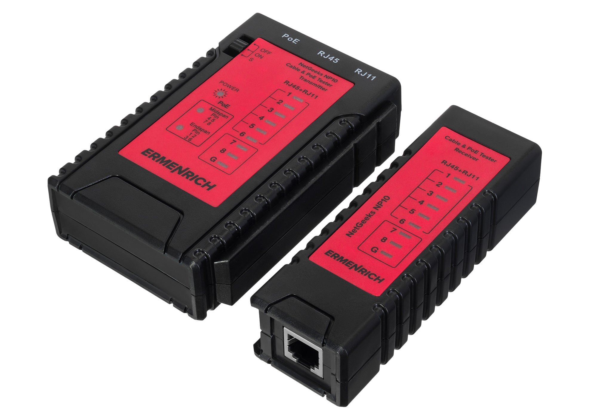 Tester per cavi di rete e PoE Ermenrich NetGeeks NP10