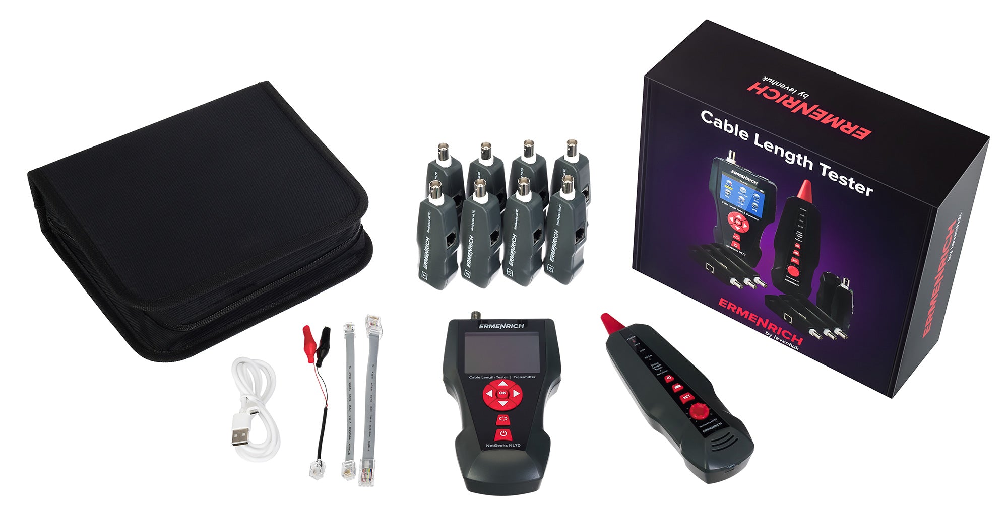 Misuratore di lunghezza dei cavi di rete Ermenrich NetGeeks NL70