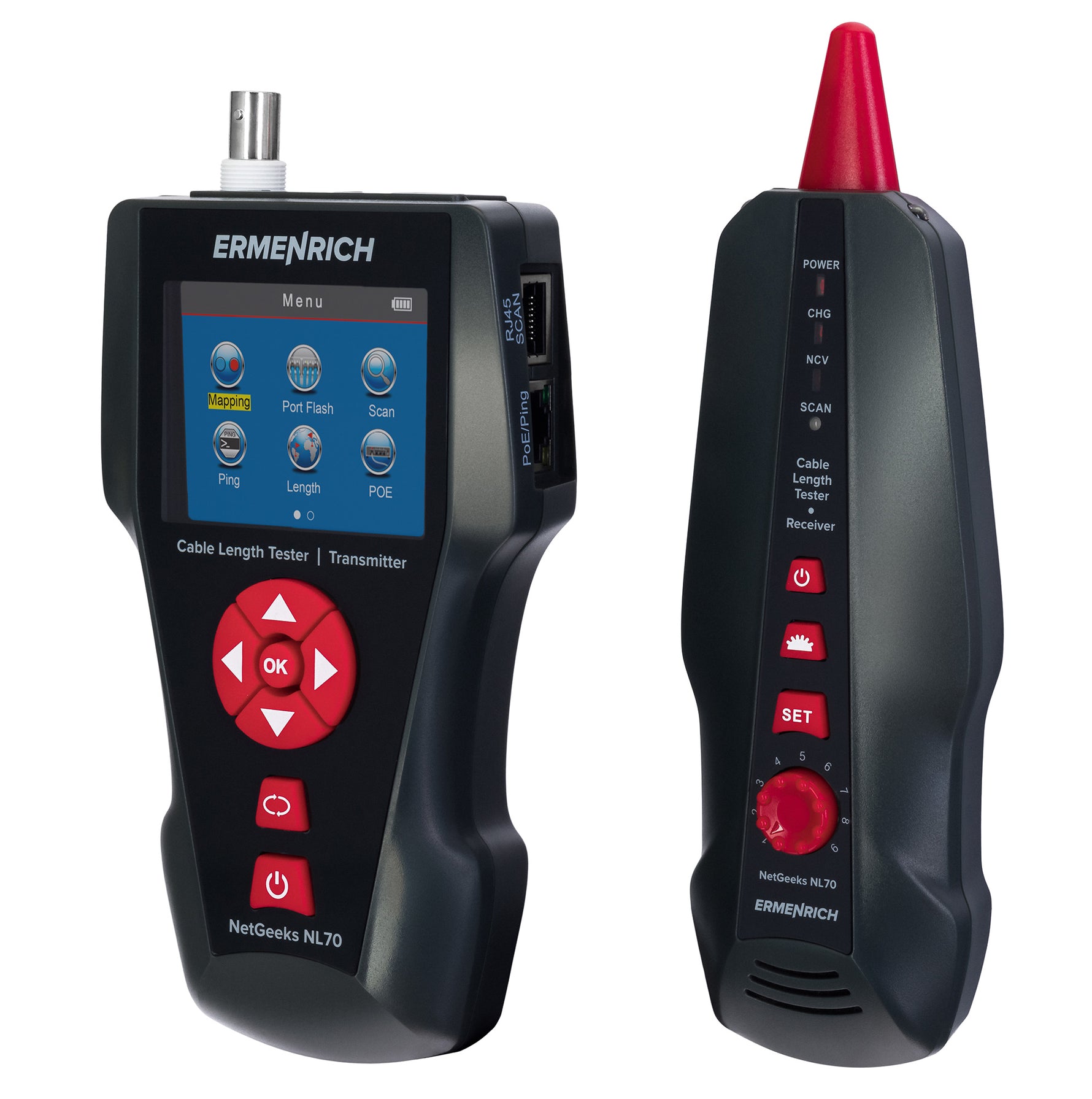 Misuratore di lunghezza dei cavi di rete Ermenrich NetGeeks NL70