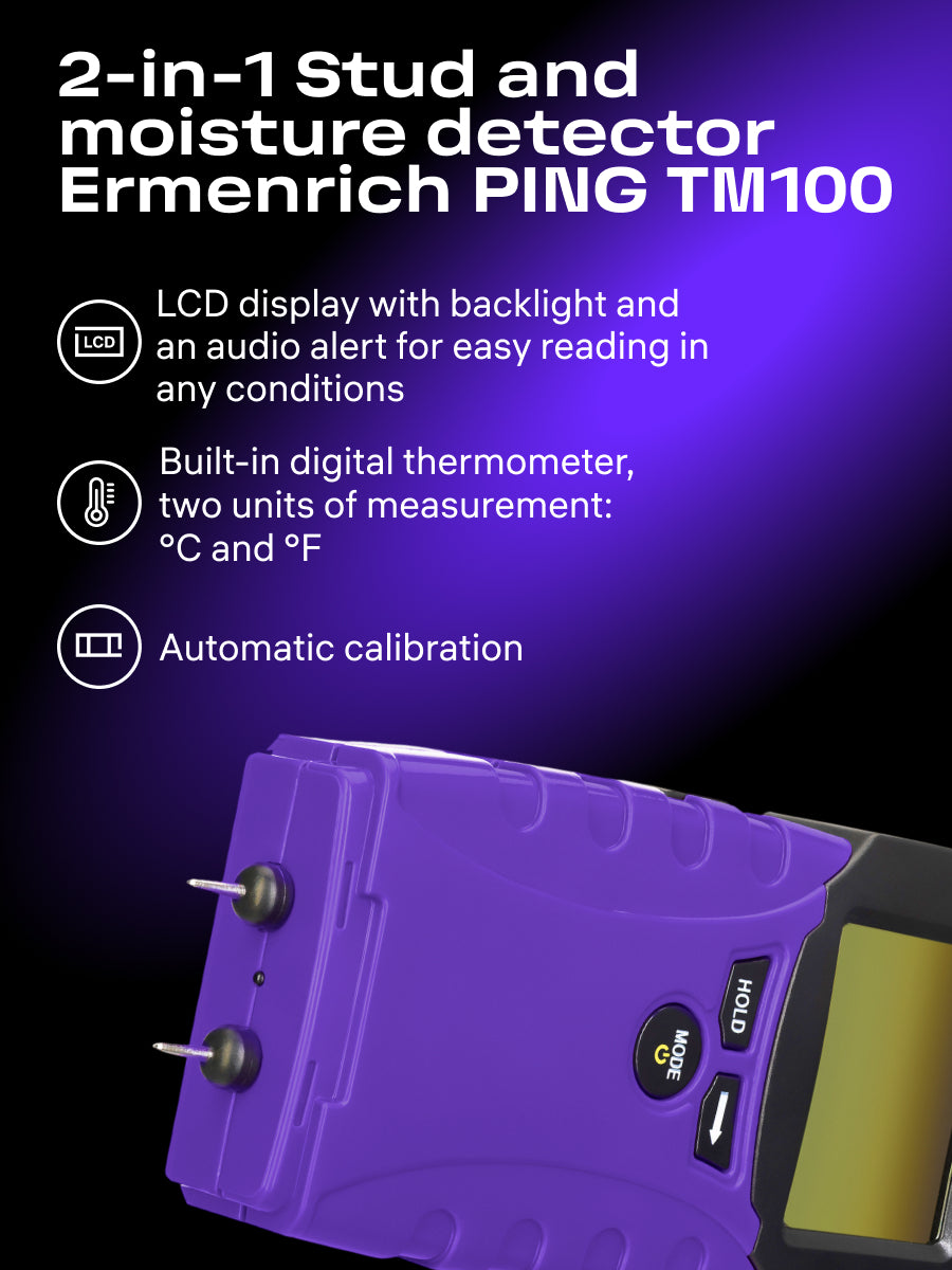 Rilevatore di montanti e di umidità 2 in 1 Ermenrich Ping TM100