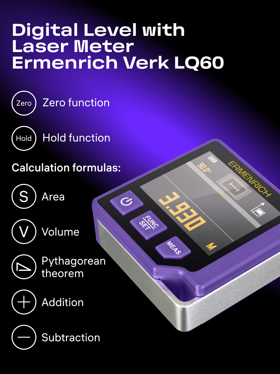 Livella digitale con misuratore laser 3 in 1 Ermenrich Verk LQ60