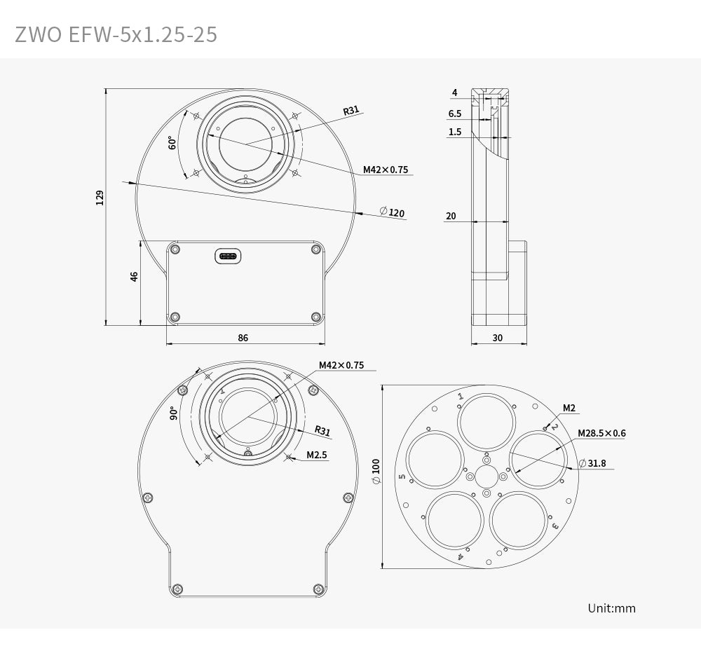 Ruota portafiltri EFW 5x1.25" V25