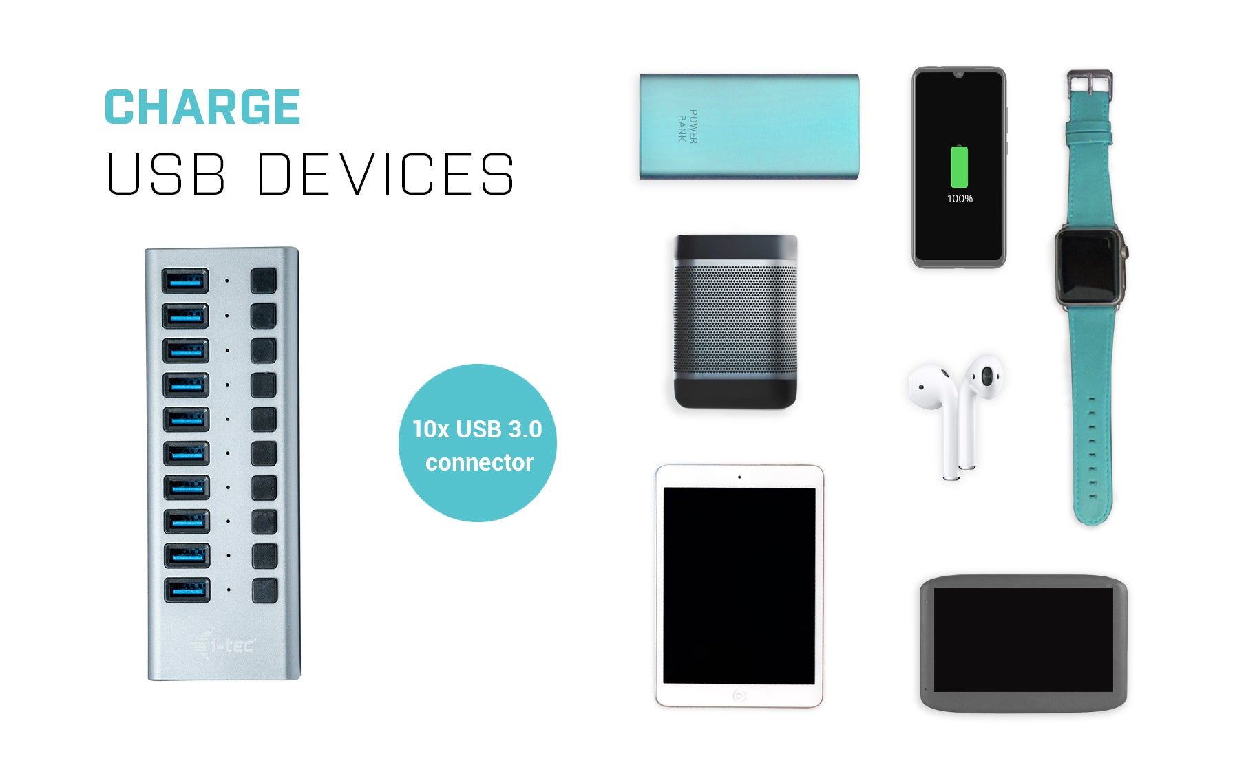 HUB USB 3.0 10 porte + Power Adapter 48 W